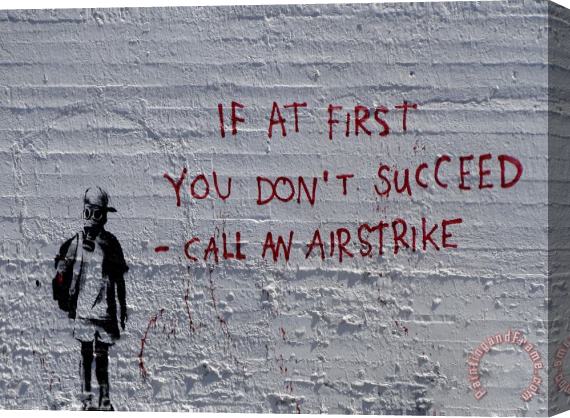 Banksy Call an Airstrike Stretched Canvas Print / Canvas Art