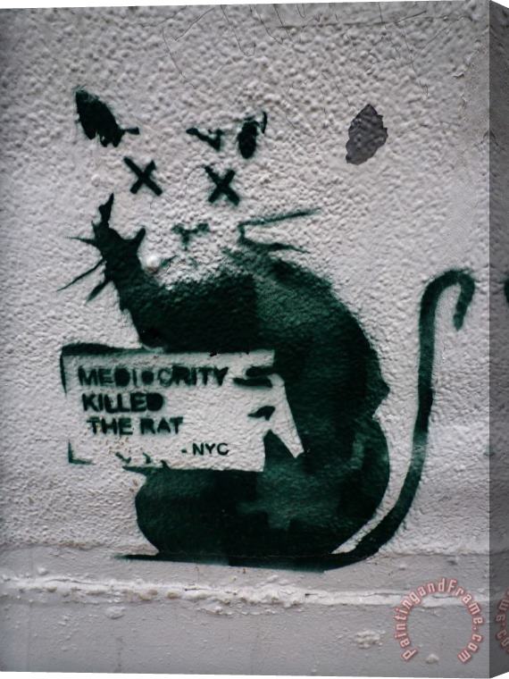 Banksy Intervencion Urbana En Manhattan Stretched Canvas Print / Canvas Art