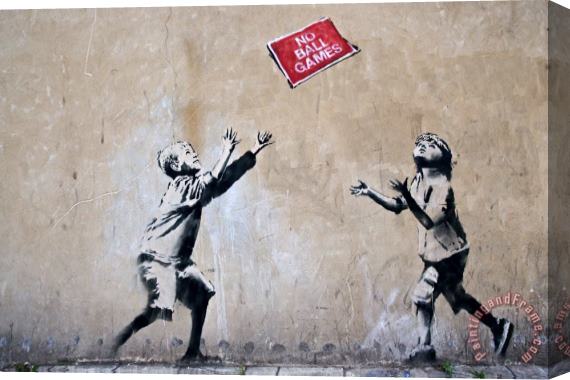 Banksy No Ball Games Stretched Canvas Painting / Canvas Art