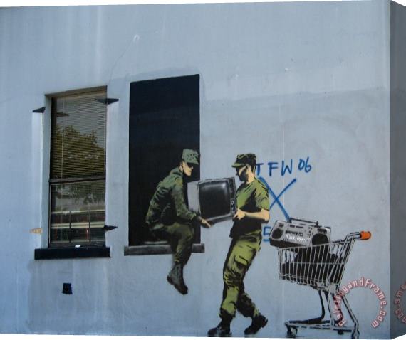 Banksy Soldier Heist, Looters Work in New Orleans Stretched Canvas Print / Canvas Art