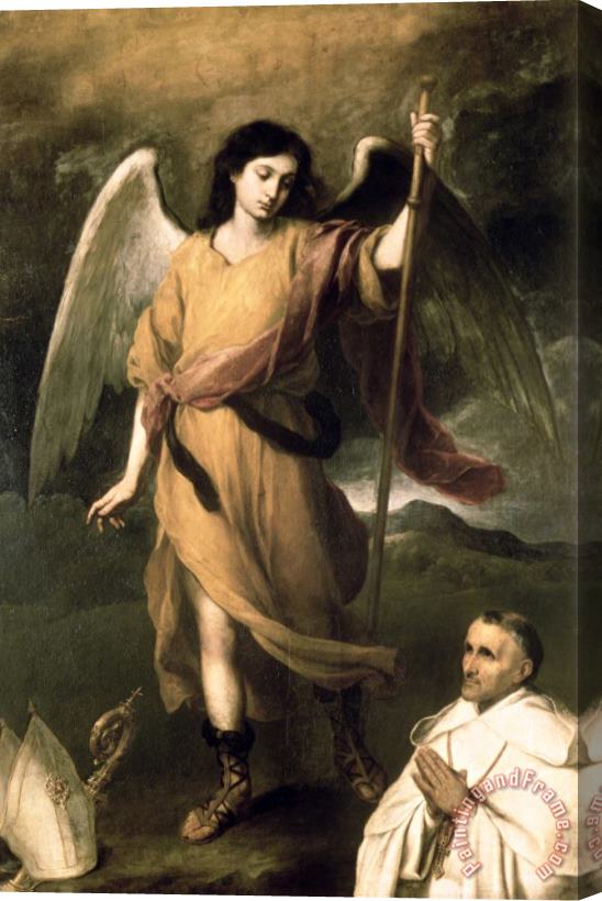 Bartolome Esteban Murillo Archangel Raphael with Bishop Domonte Stretched Canvas Painting / Canvas Art