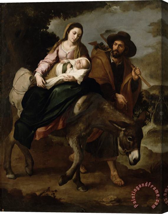Bartolome Esteban Murillo The Flight into Egypt Stretched Canvas Painting / Canvas Art