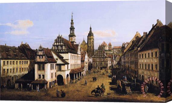 Bernardo Bellotto The Marketplace at Pirna Stretched Canvas Painting / Canvas Art