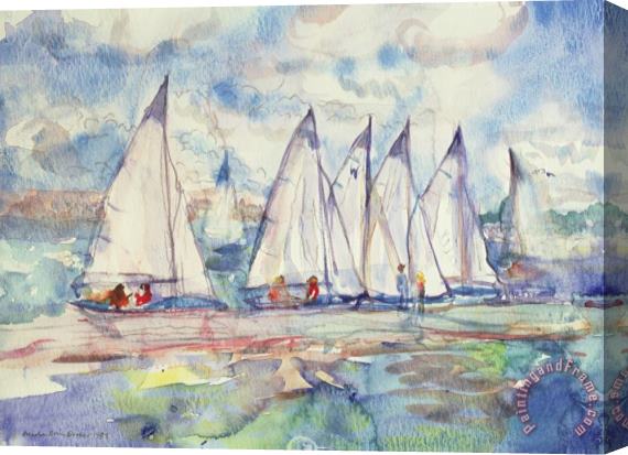 Brenda Brin Booker Blue Sailboats Stretched Canvas Painting / Canvas Art