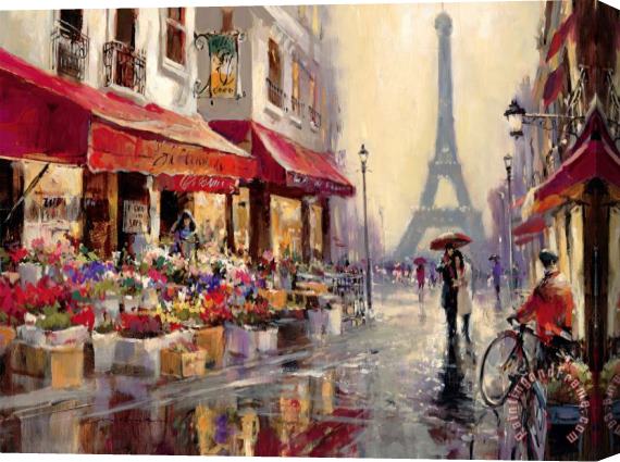 brent heighton April in Paris Stretched Canvas Print / Canvas Art