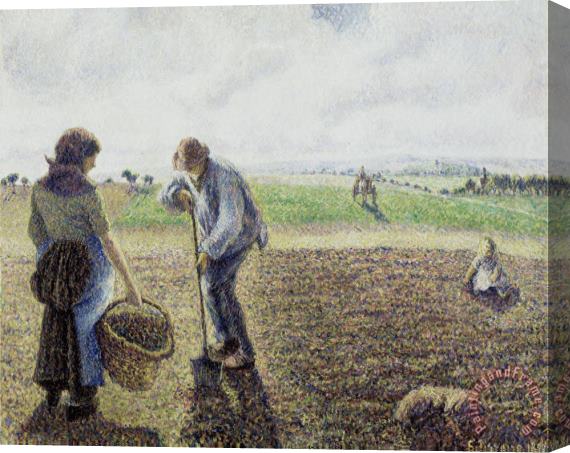 Camille Pissarro Peasants in The Fields, Eragny Stretched Canvas Painting / Canvas Art