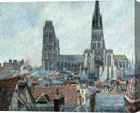Camille Pissarro Roofs Of Old Rouen Grey Weather Stretched Canvas Painting / Canvas Art