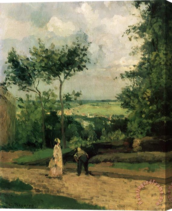 Camille Pissarro The Courtyard At Louveciennes Stretched Canvas Painting / Canvas Art