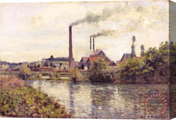 Camille Pissarro The Factory at Pontoise Stretched Canvas Painting / Canvas Art