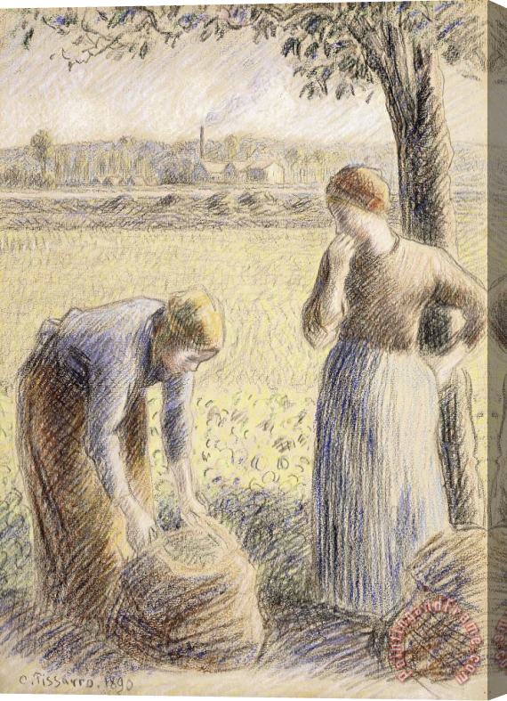 Camille Pissarro The Pickers Stretched Canvas Painting / Canvas Art