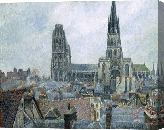 Camille Pissarro The Roofs of Old Rouen, Gray Weather Stretched Canvas Print / Canvas Art