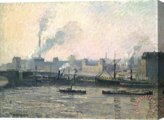Camille Pissarro The Saint Sever Bridge, Rouen: Mist Stretched Canvas Painting / Canvas Art