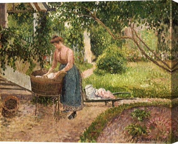 Camille Pissarro Washerwoman at Eragny Stretched Canvas Painting / Canvas Art