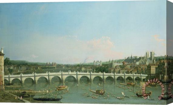 Canaletto Westminster Bridge from the North with Lambeth Palace in distance Stretched Canvas Painting / Canvas Art
