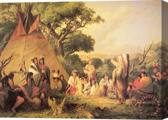Captain Seth Eastman Sioux Indian Council Stretched Canvas Print / Canvas Art
