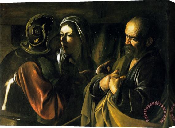 Caravaggio Denial St Peter Stretched Canvas Painting / Canvas Art