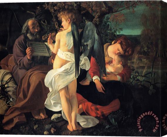 Caravaggio Rest Flight Egypt 1598 Stretched Canvas Painting / Canvas Art