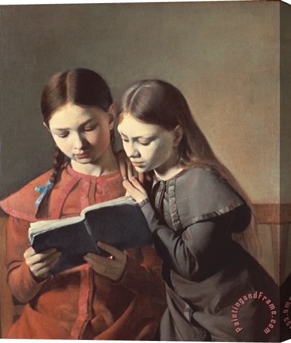 Carl Hansen Sisters Reading a Book Stretched Canvas Painting / Canvas Art