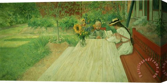Carl Larsson The First Lesson Stretched Canvas Painting / Canvas Art