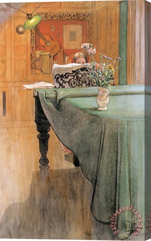 Carl Larsson Young Girl at a Grand Piano Stretched Canvas Painting / Canvas Art