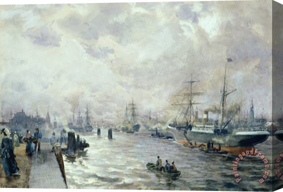 Carl Rodeck Sailing Ships in the Port of Hamburg Stretched Canvas Print / Canvas Art