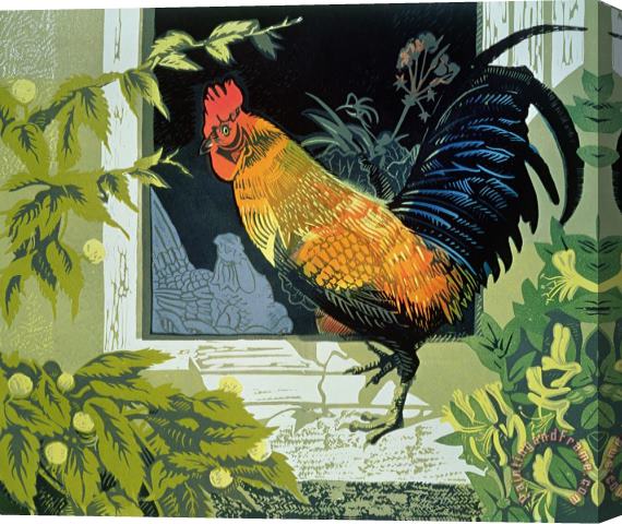 Carol Walklin Gamecock And Hen Stretched Canvas Painting / Canvas Art
