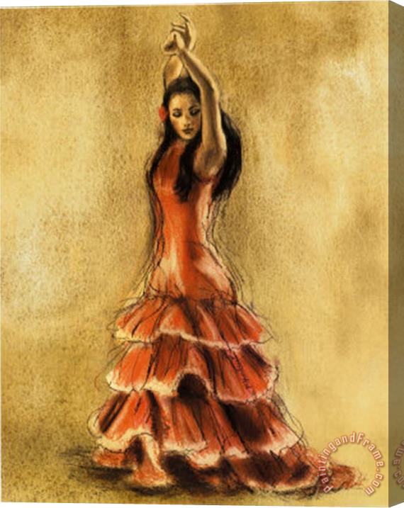 Caroline Gold Flamenco Dancer I Stretched Canvas Print / Canvas Art