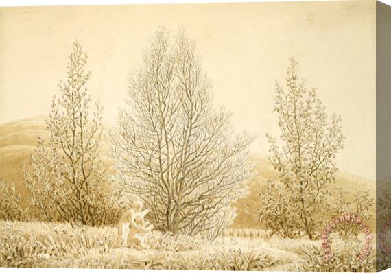 Caspar David Friedrich Spring (sepia Ink And Pencil on Paper) Stretched Canvas Painting / Canvas Art