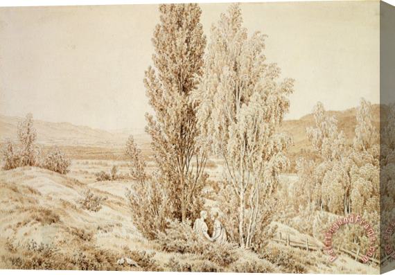 Caspar David Friedrich Summer (sepia Ink And Pencil on Paper) Stretched Canvas Painting / Canvas Art