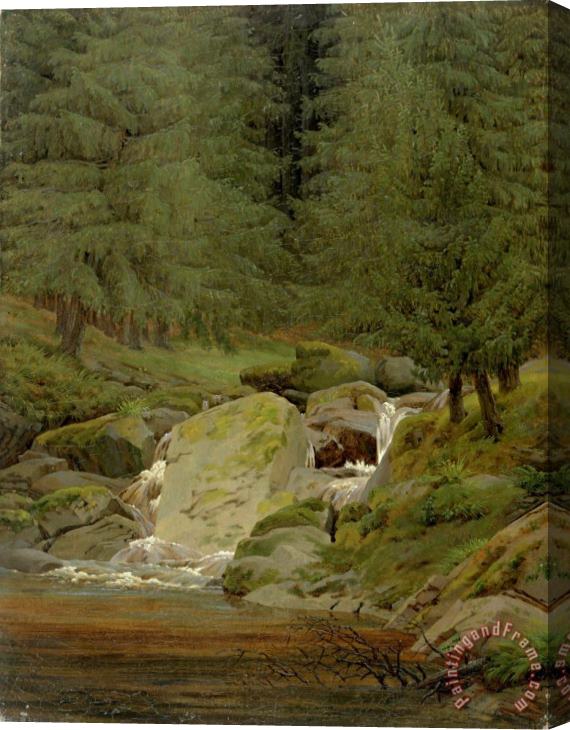 Caspar David Friedrich The Evergreens by The Waterfall (oil on Canvas) Stretched Canvas Painting / Canvas Art