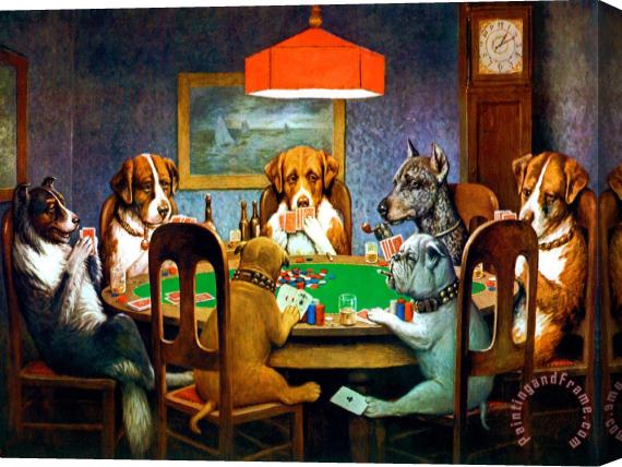 cassius marcellus coolidge A Friend in Need Dogs Playing Poker Stretched Canvas Painting / Canvas Art