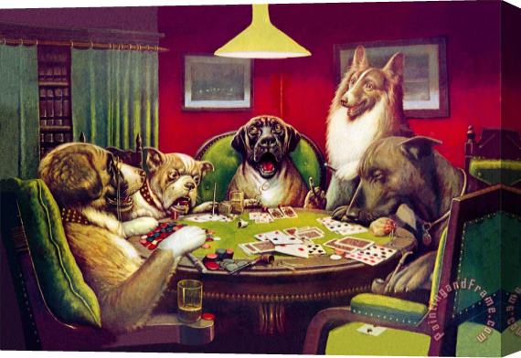 cassius marcellus coolidge Waterloo Dogs Playing Poker Stretched Canvas Painting / Canvas Art