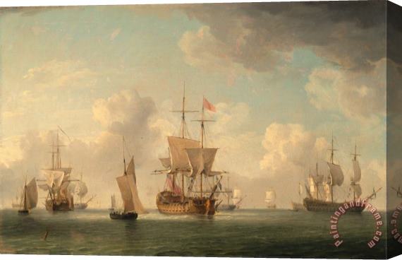 Charles Brooking English Ships Under Sail in a Very Light Breeze Stretched Canvas Print / Canvas Art