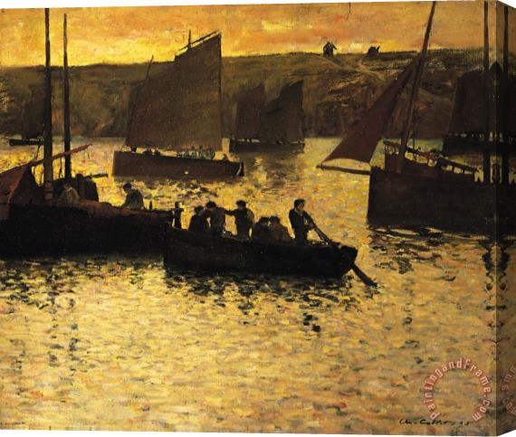 Charles Cottet In The Port Stretched Canvas Print / Canvas Art