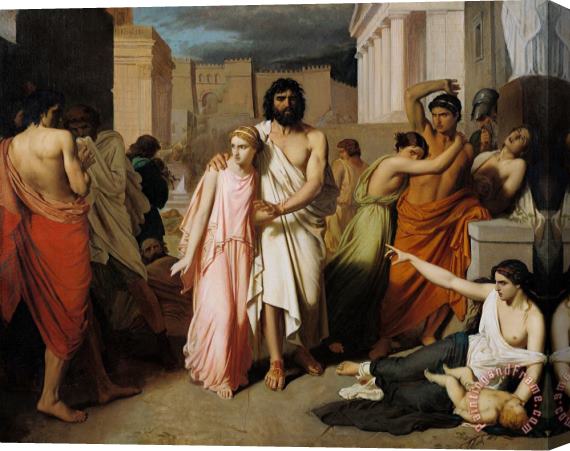 Charles Francois Jalabert Oedipus And Antigone Or The Plague Of Thebes Stretched Canvas Painting / Canvas Art