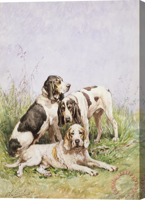 Charles Oliver de Penne A Group of French Hounds Stretched Canvas Painting / Canvas Art