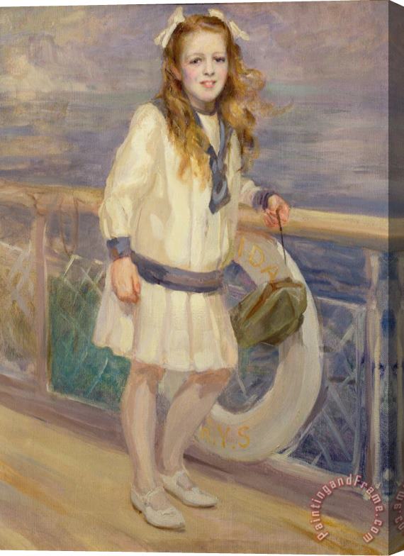 Charles Sims Girl in a Sailor Suit Stretched Canvas Painting / Canvas Art