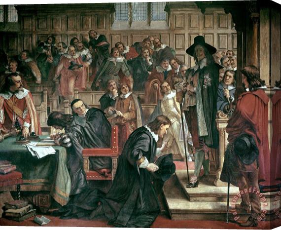 Charles West Cope Attempted arrest of 5 members of the House of Commons by Charles I Stretched Canvas Print / Canvas Art