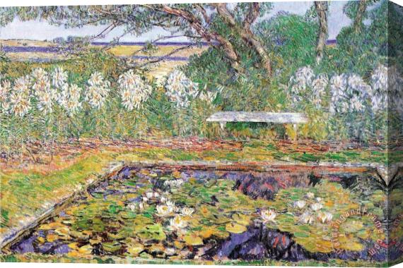 Childe Hassam A Garden on Long Island Stretched Canvas Print / Canvas Art