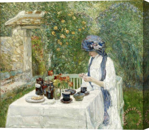 Childe Hassam French Tea Garden Stretched Canvas Print / Canvas Art
