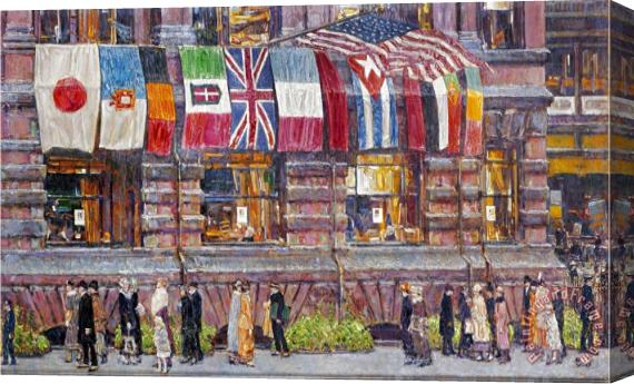 Childe Hassam Hassam Allied Flags 1917 Stretched Canvas Print / Canvas Art