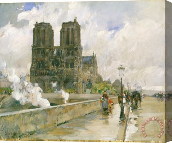 Childe Hassam Notre Dame Cathedral - Paris Stretched Canvas Print / Canvas Art Childe Hassam Notre Dame Cathedral - Paris Stretched Canvas Print / Canvas Art