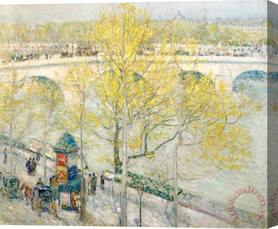 Childe Hassam Pont Royal Paris Stretched Canvas Painting / Canvas Art