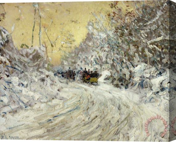 Childe Hassam Sleigh Ride in Central Park Stretched Canvas Painting / Canvas Art