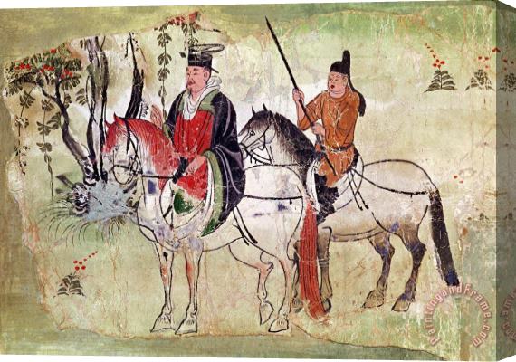 Chinese School Two Horsemen in a Landscape Stretched Canvas Painting / Canvas Art