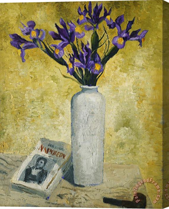 Christopher Wood Irises In A Tall Vase Stretched Canvas Print / Canvas Art