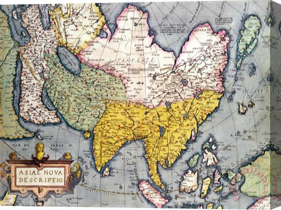 Claes Jansz Antique Map of Asia Stretched Canvas Painting / Canvas Art