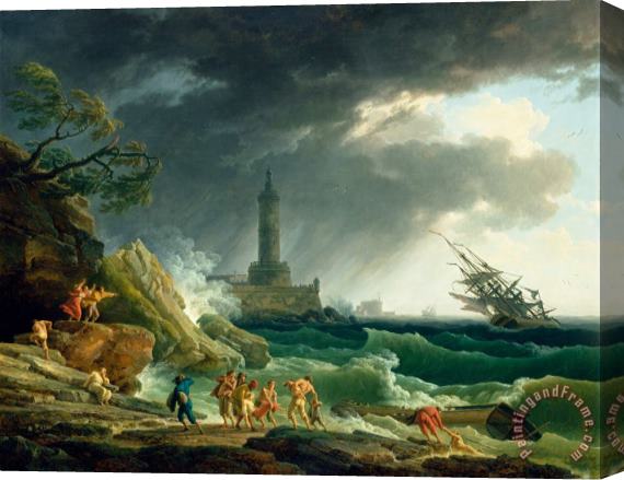 Claude Joseph Vernet A Storm on a Mediterranean Coast Stretched Canvas Print / Canvas Art