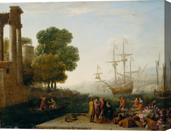 Claude Lorrain A Seaport at Sunset Stretched Canvas Painting / Canvas Art