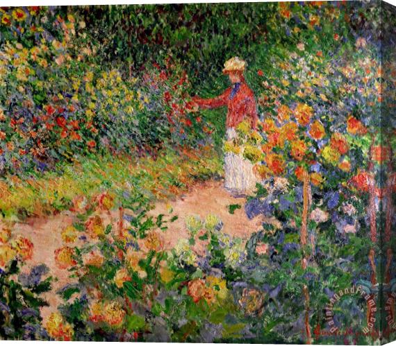 Claude Monet Garden at Giverny Stretched Canvas Painting / Canvas Art